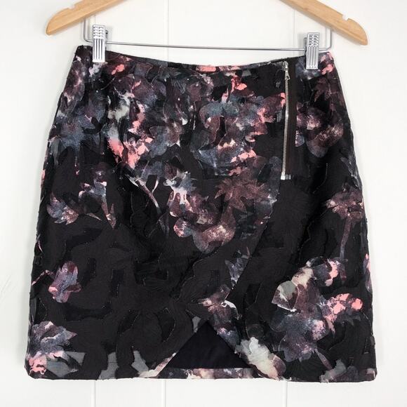 Luba Hannah Payne Floral Mini Skirt Tulip Hem Whimsigoth Fairy Goth Size 4 Black - Picture 1 of 11